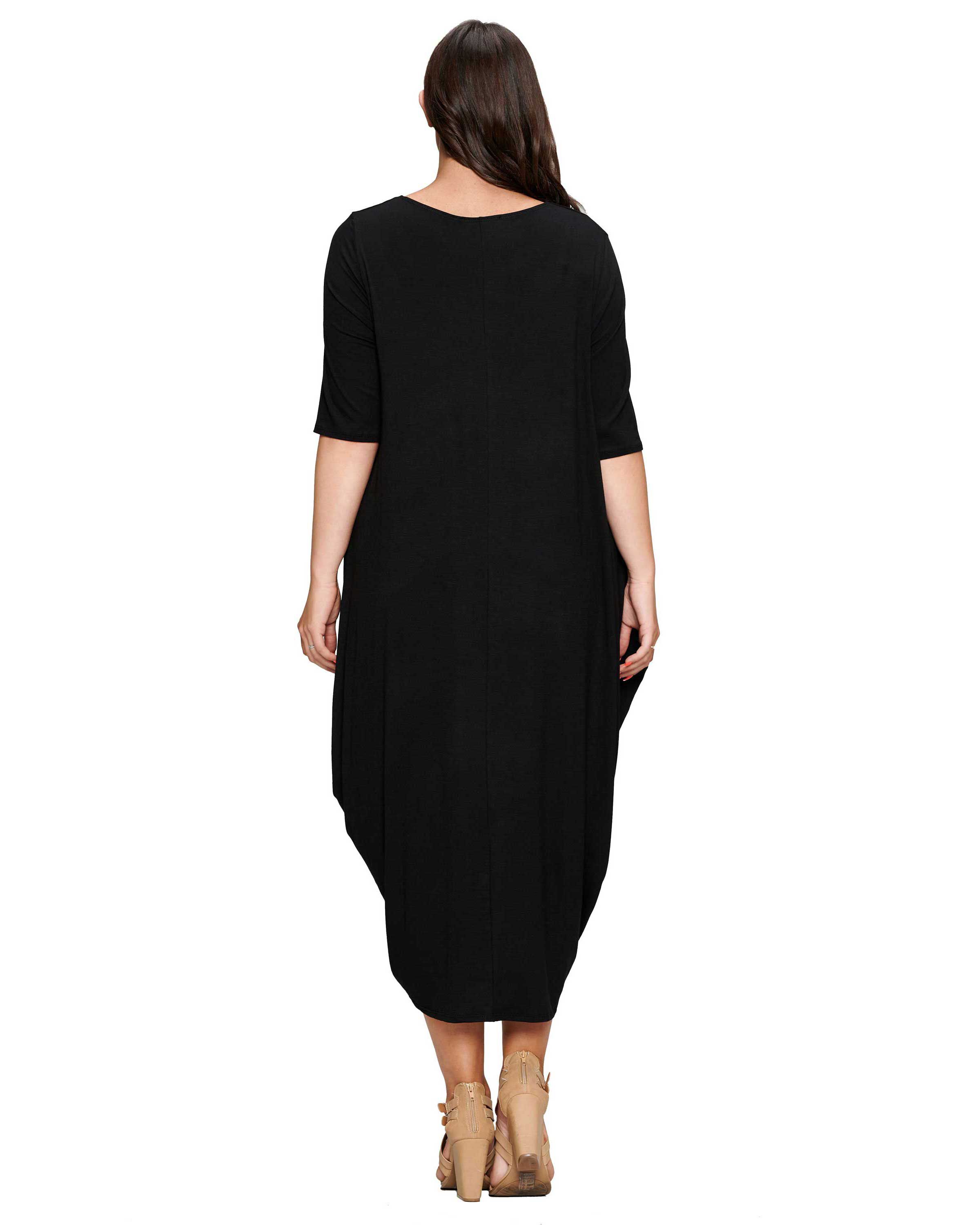 NEVAEH MIDI DRESS, Black / Black, alternate image number 2