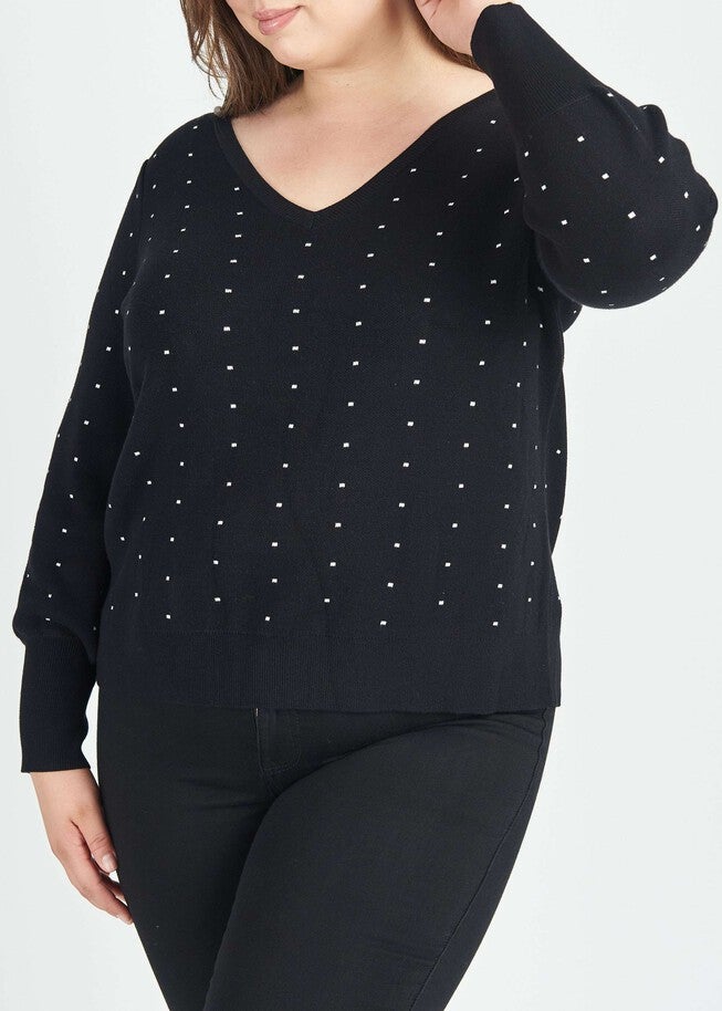 Keily Polka-Dot Pullover Sweater, , alternate image number null
