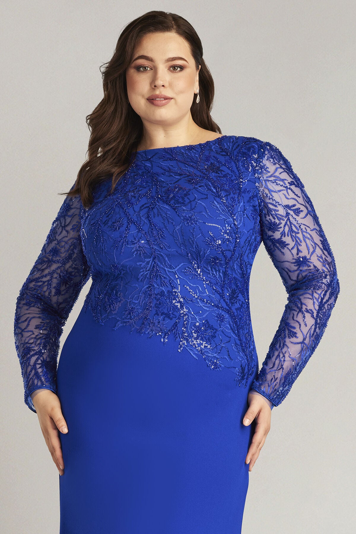 Ren Bead Embroidered Crepe Gown - PLUS SIZE, MYSTIC BLUE / see-description, alternate image number 4