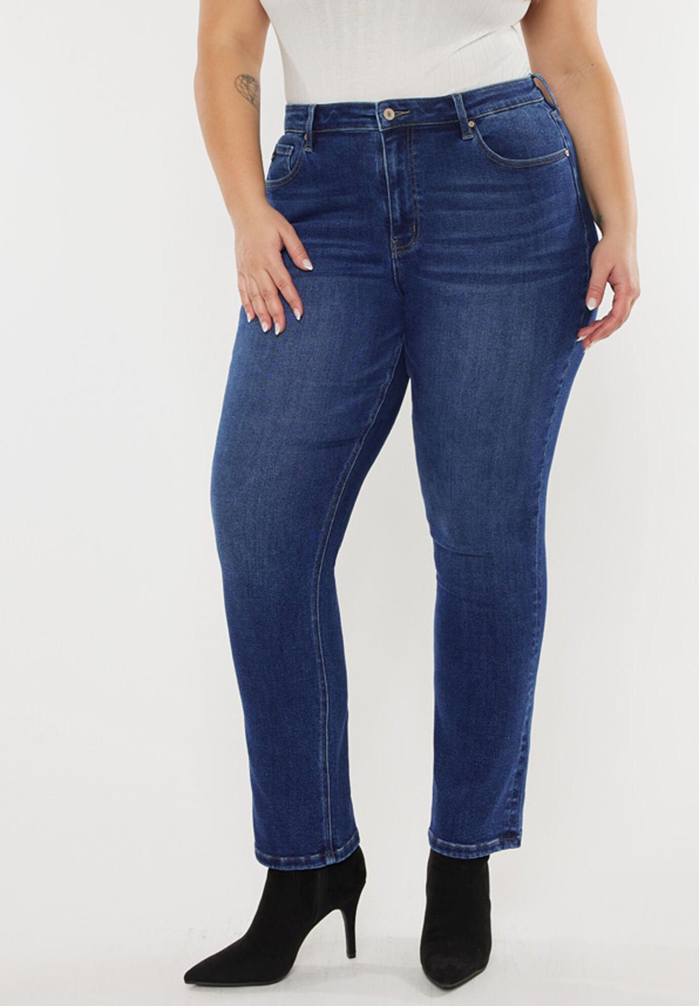 Alannah Essentials High Rise Slim Straight Leg Jeans (Plus Size), Dark Wash / Dark Wash, alternate image number 1