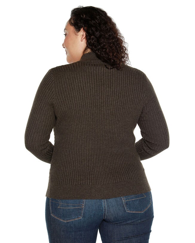 RIB AND CABLE QUARTER-ZIP SWEATER, Heather Charcoal / Charcoal Grey, alternate image number 1