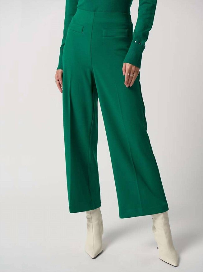HIGH RISE WIDE LEG PANTS IN KELLY GREEN, Kelly Green / Kelly Green, hi-res image number null