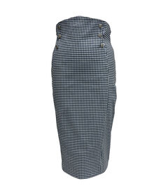 Unique Vintage Blue & White Gingham Sailor Sierra Pencil Skirt