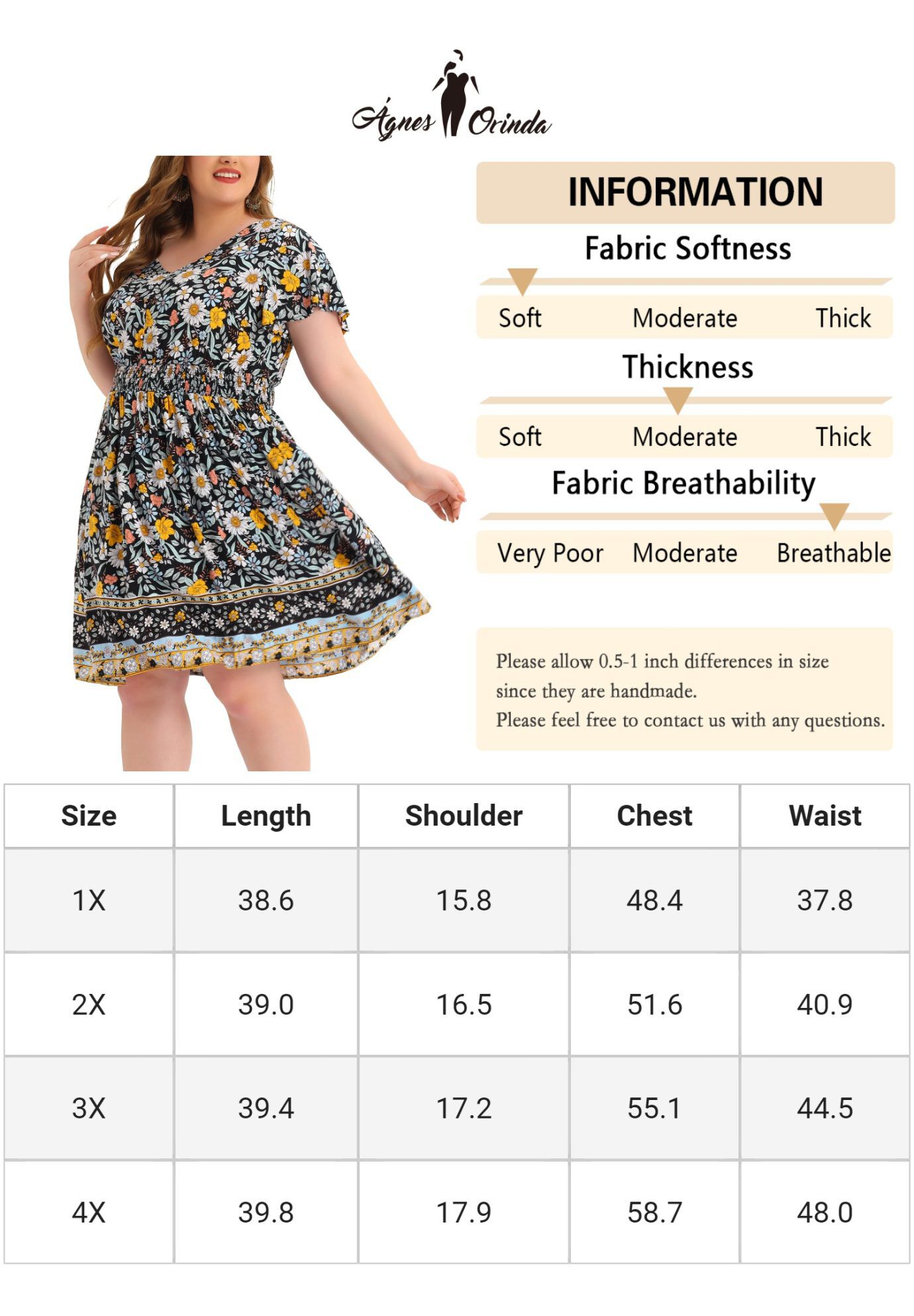 Placed Pattern Bohemian Smock Waist V Neck Summer Midi Dress, Black / Black, alternate image number 4