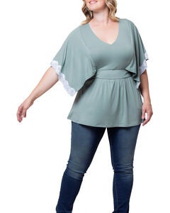 Sarah Lace Trim V-Neck Top