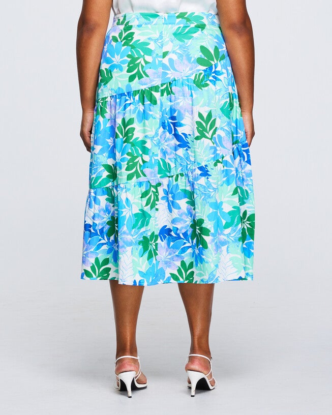 Travola Blue Tiered Skirt, Print / Azure Blue, alternate image number 2