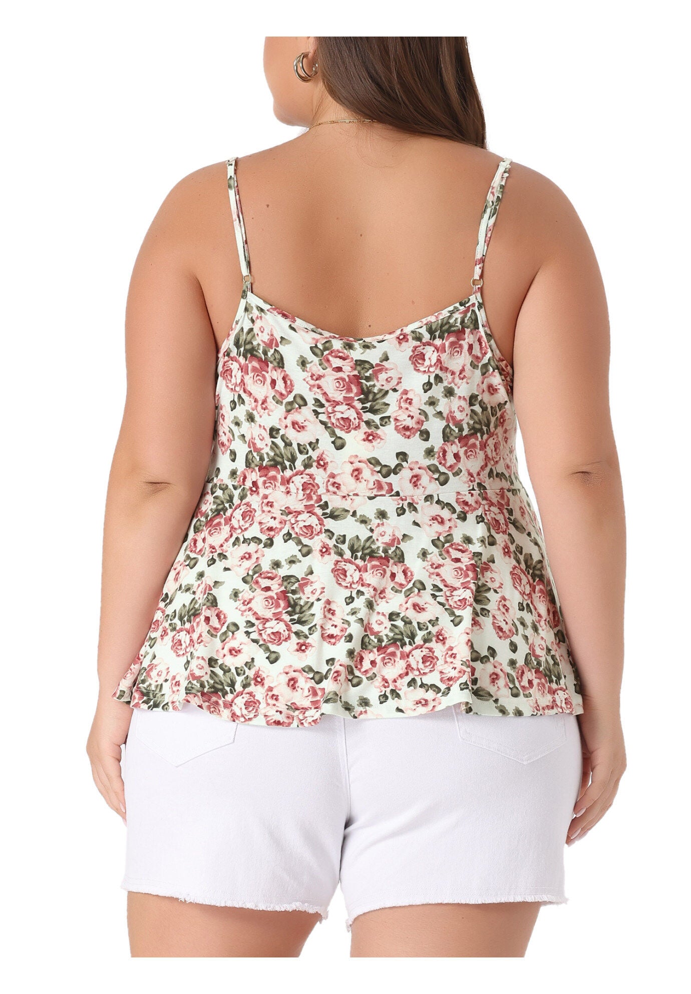 Casual Cami Spaghetti Strap V Neck Sleeveless Top, White / White, alternate image number 3