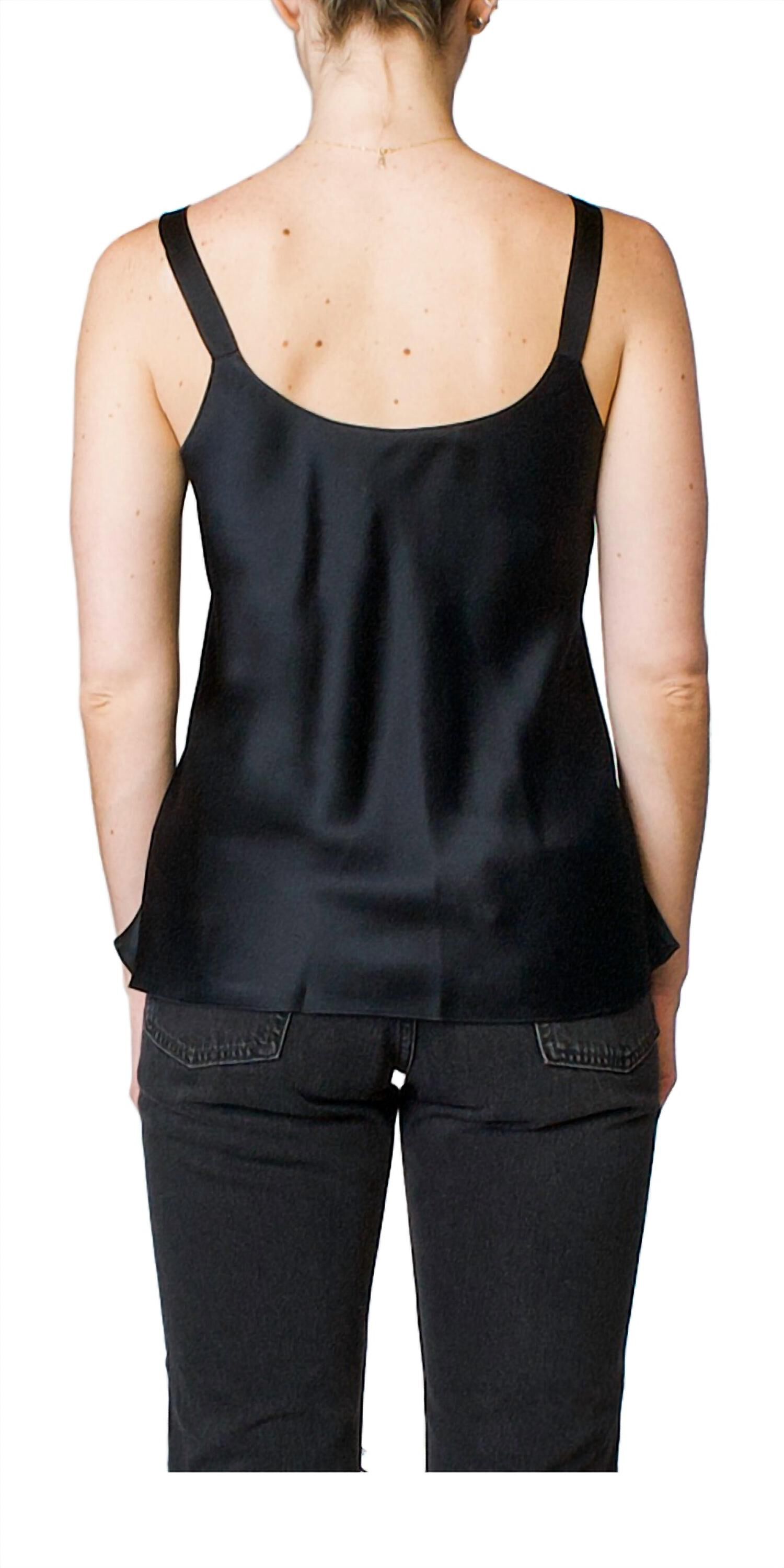 SILK SCOOP NECK CAMI IN BLACK, , alternate image number 5