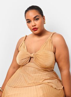 ANAYA PLISSE KEYHOLE PEPLUM TOP