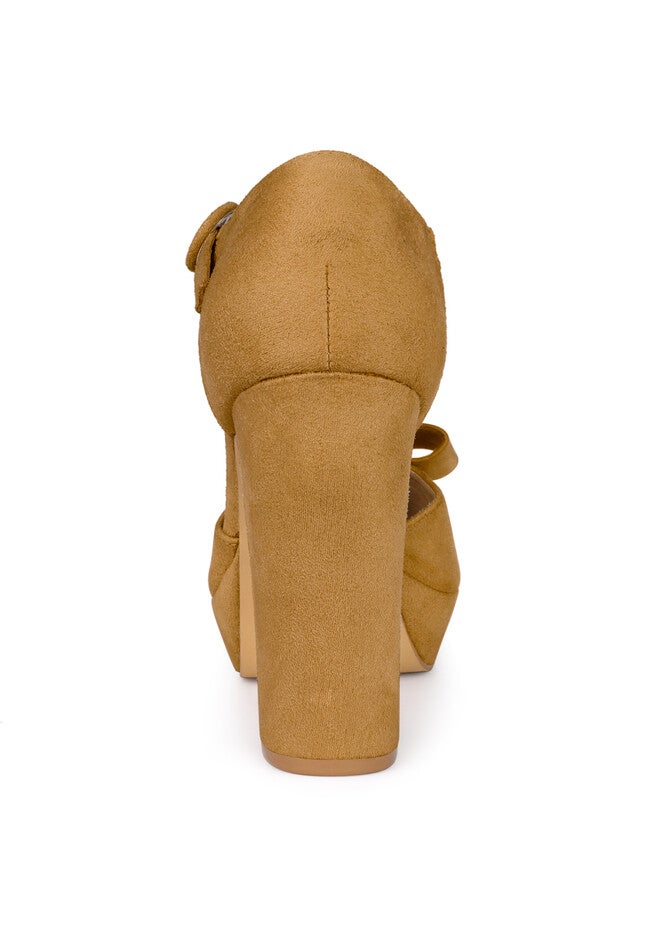 Mary Janes Platform Pumps Chunky Heels Dress Shoes, Brown / Brown, alternate image number 1