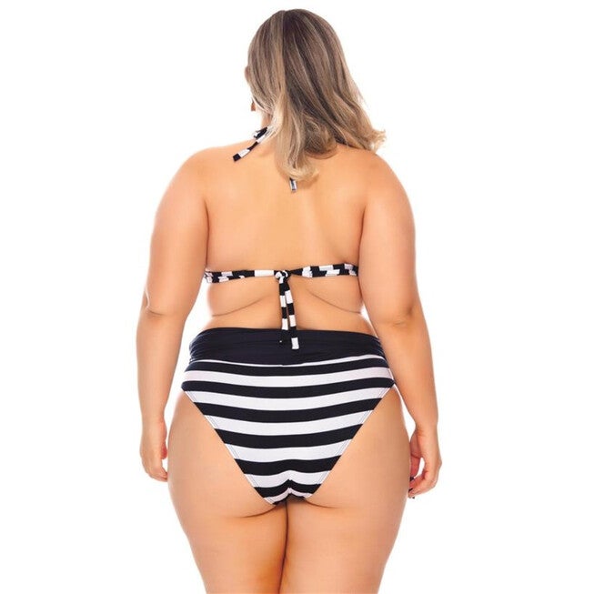 Bikini Top With Padded Cups And Tie Detailing, Stripe / Black, alternate image number null