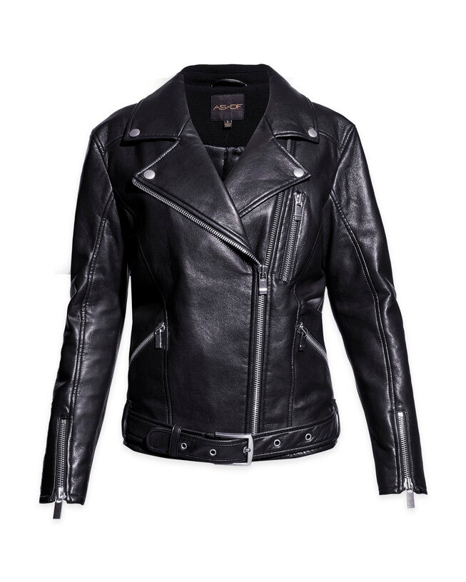 Brando Recycled Leather Boyfriend Jacket, Black / Black, hi-res image number 0