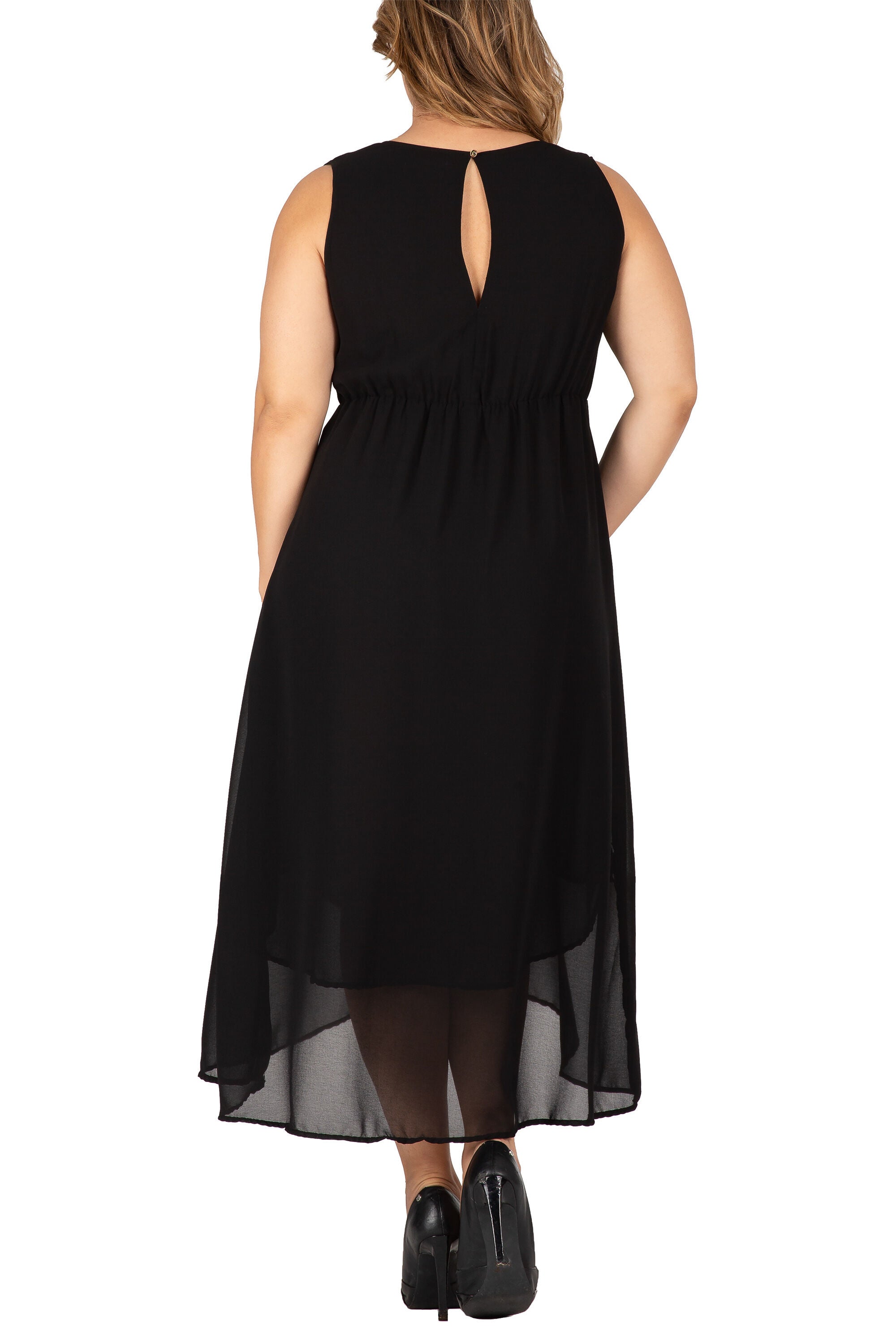 Leia High Low Maxi Dress, Black / Black, alternate image number 3