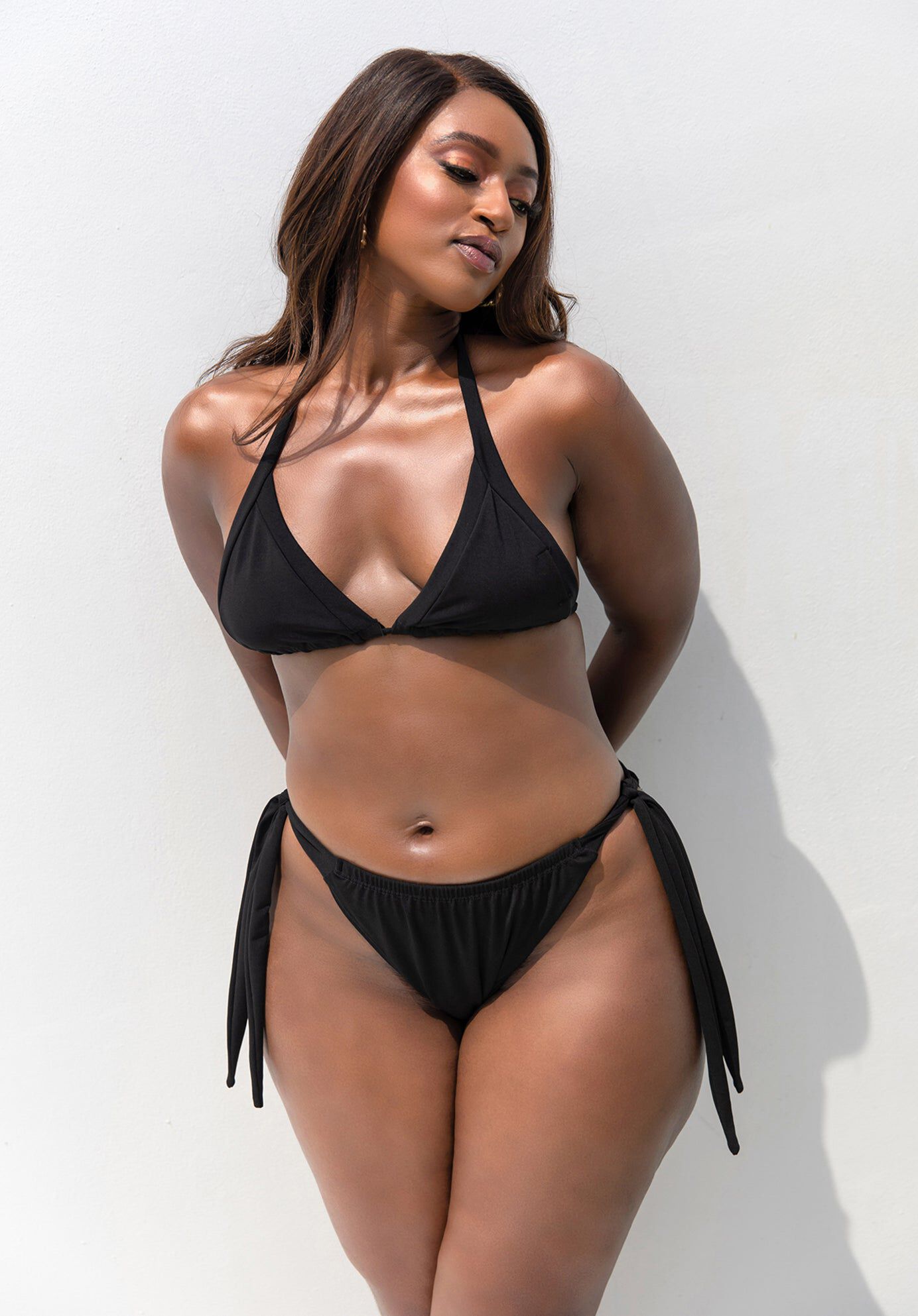 Essential Triangle Swim Top, Black / Black, hi-res image number 0