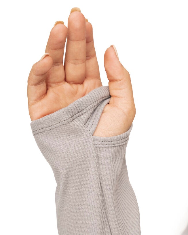 Long Sleeve Sleep Romper, Grey / Warm Grey, alternate image number 2