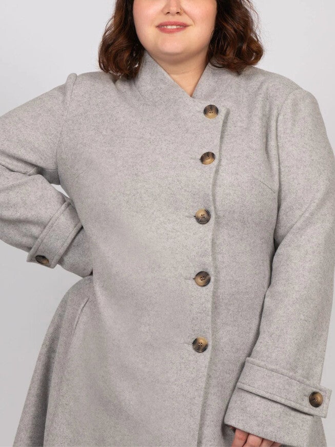 Harper Retro Flared Coat Side Buttons, , alternate image number 3