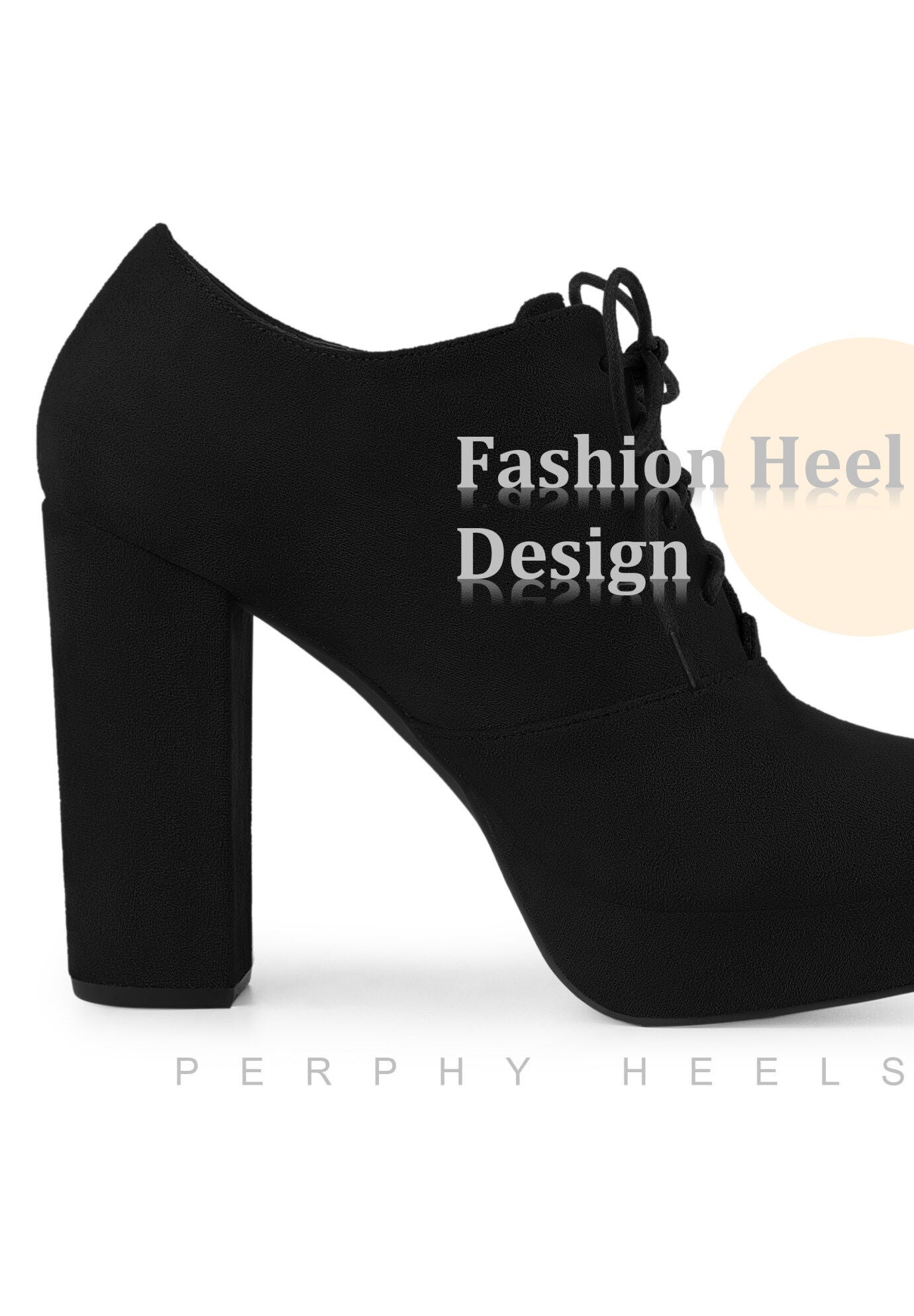 Platform Chunky Heel Lace Up Ankle Booties, Black / Black, alternate image number 3