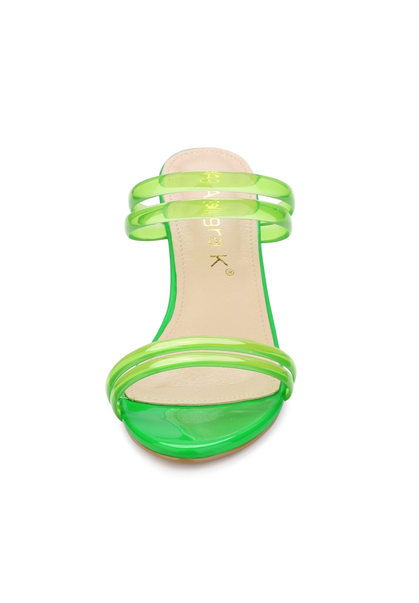Strappy Slides Mules Block High Heel Sandal, Green / Kelly Green, alternate image number 1