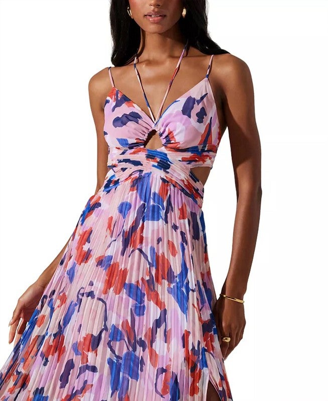 AQUATA FLORAL DRESS, Blue Multi / Pink, alternate image number null