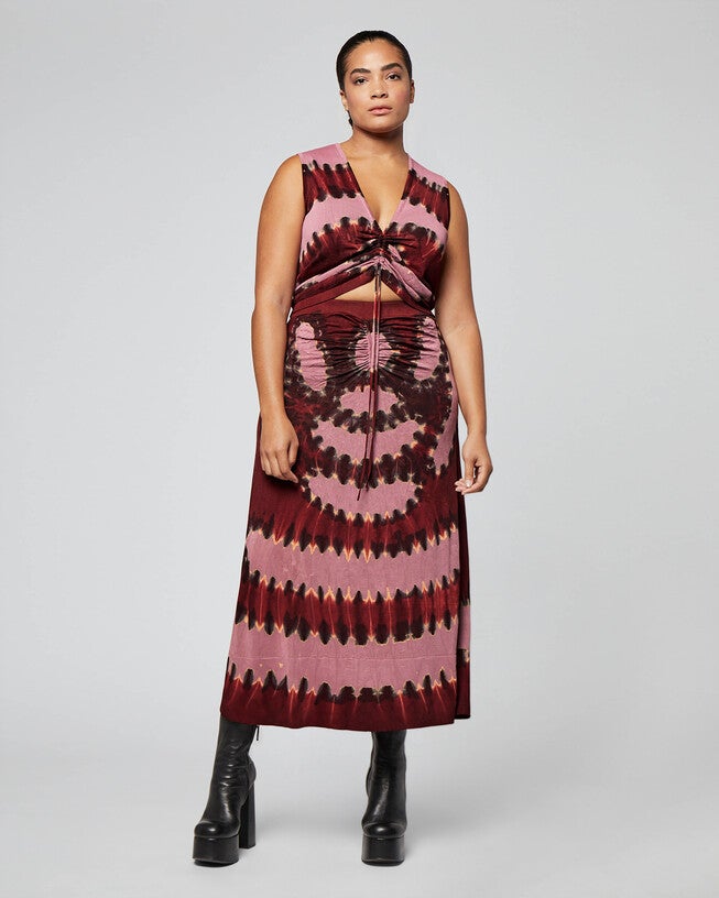 'Arroyo' Skirt, Burnt Red Shibori / Rust, alternate image number null