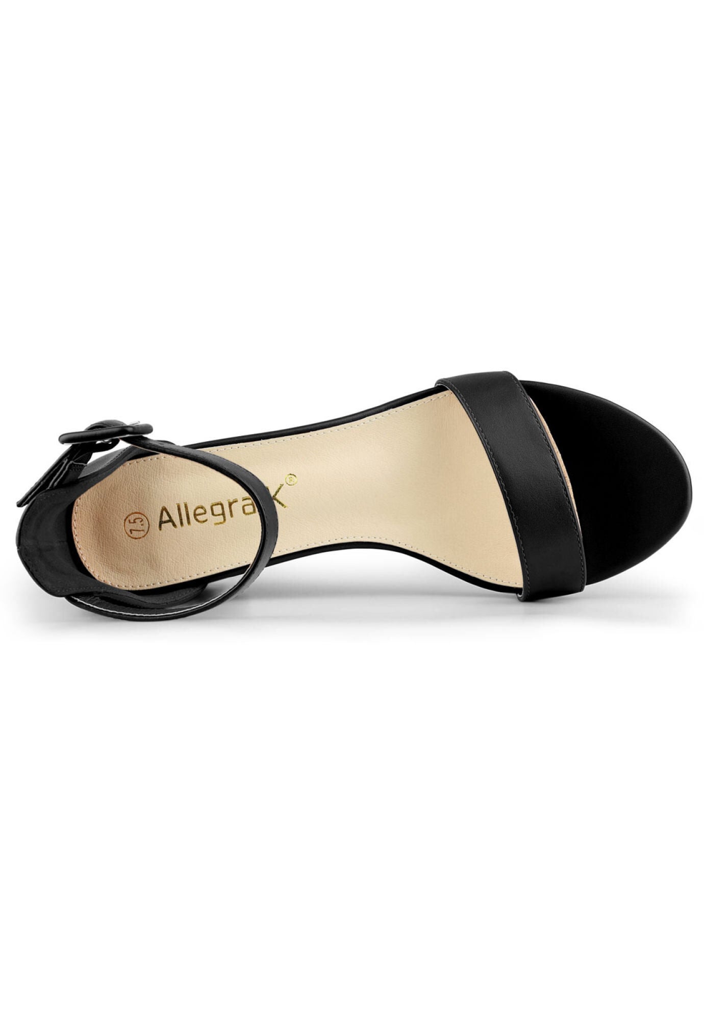 Open Toe Low Block Heel Ankle Strap Sandals, Black / Black, alternate image number 3