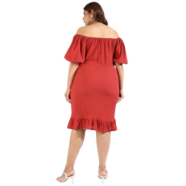 Women Solid Off Shoulder Dresses, , alternate image number null