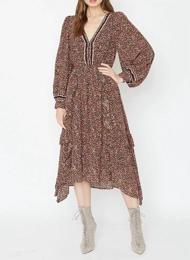 CHAE DRESS IN MULTI DOT STRIPE, Multi Dot Stripe / Brown, hi-res image number 0