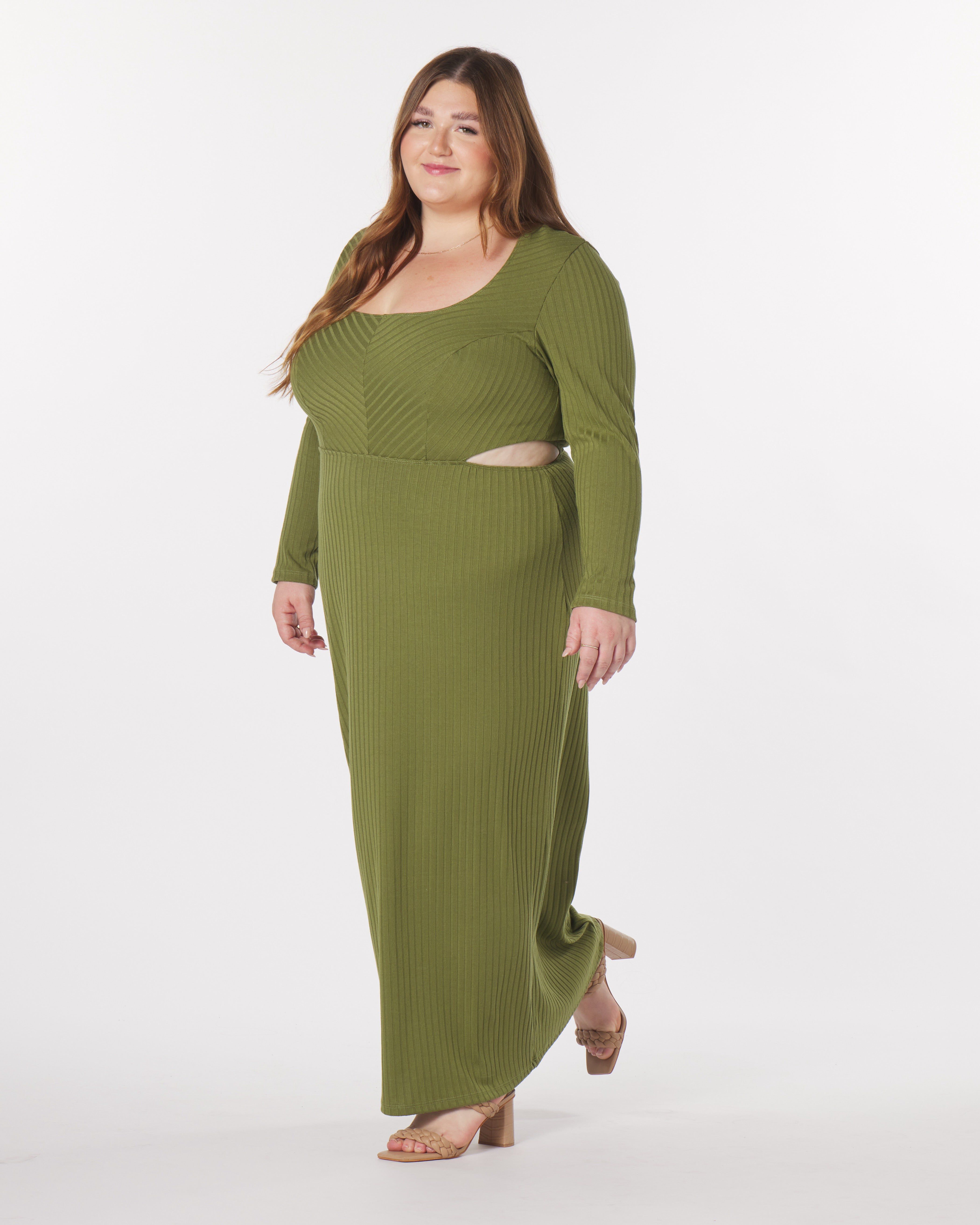 Madeline Cut-Out Maxi Dress, Olive / Olive Green, alternate image number 1