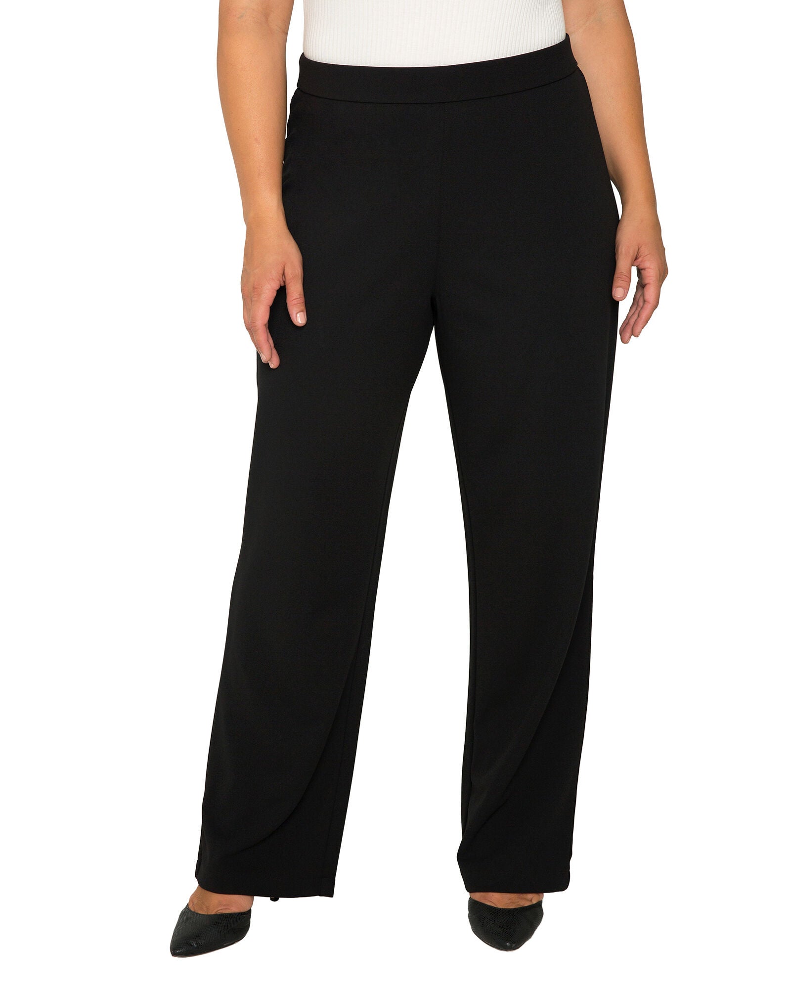 Plus Size Mona High Waist Stretch Crepe Pants, Black / Black, hi-res image number 0