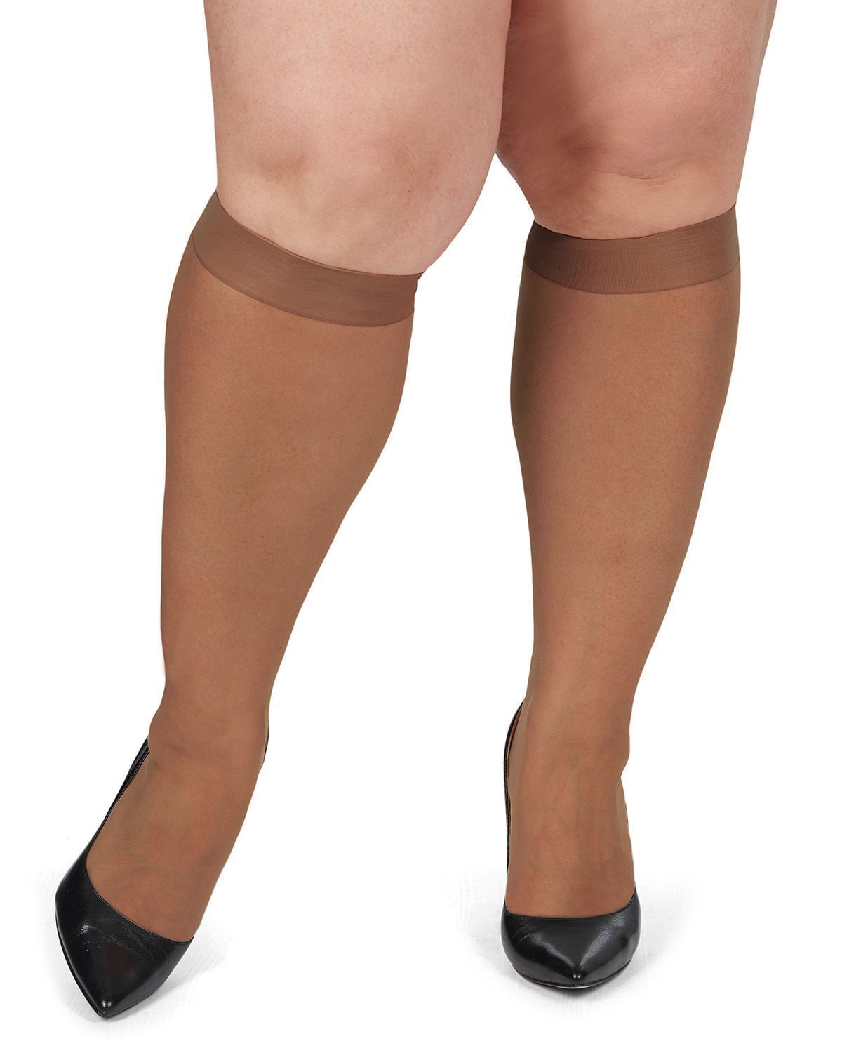 Energizing Plus Size Knee High Stockings 2-Pack, Utopia / Bronze, alternate image number 1