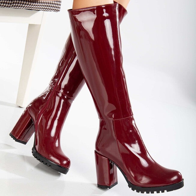 ALIZE - BURGUNDY PATENT CALF PLATFORM BOOTS, BURGUNDY / Burgundy, alternate image number 2
