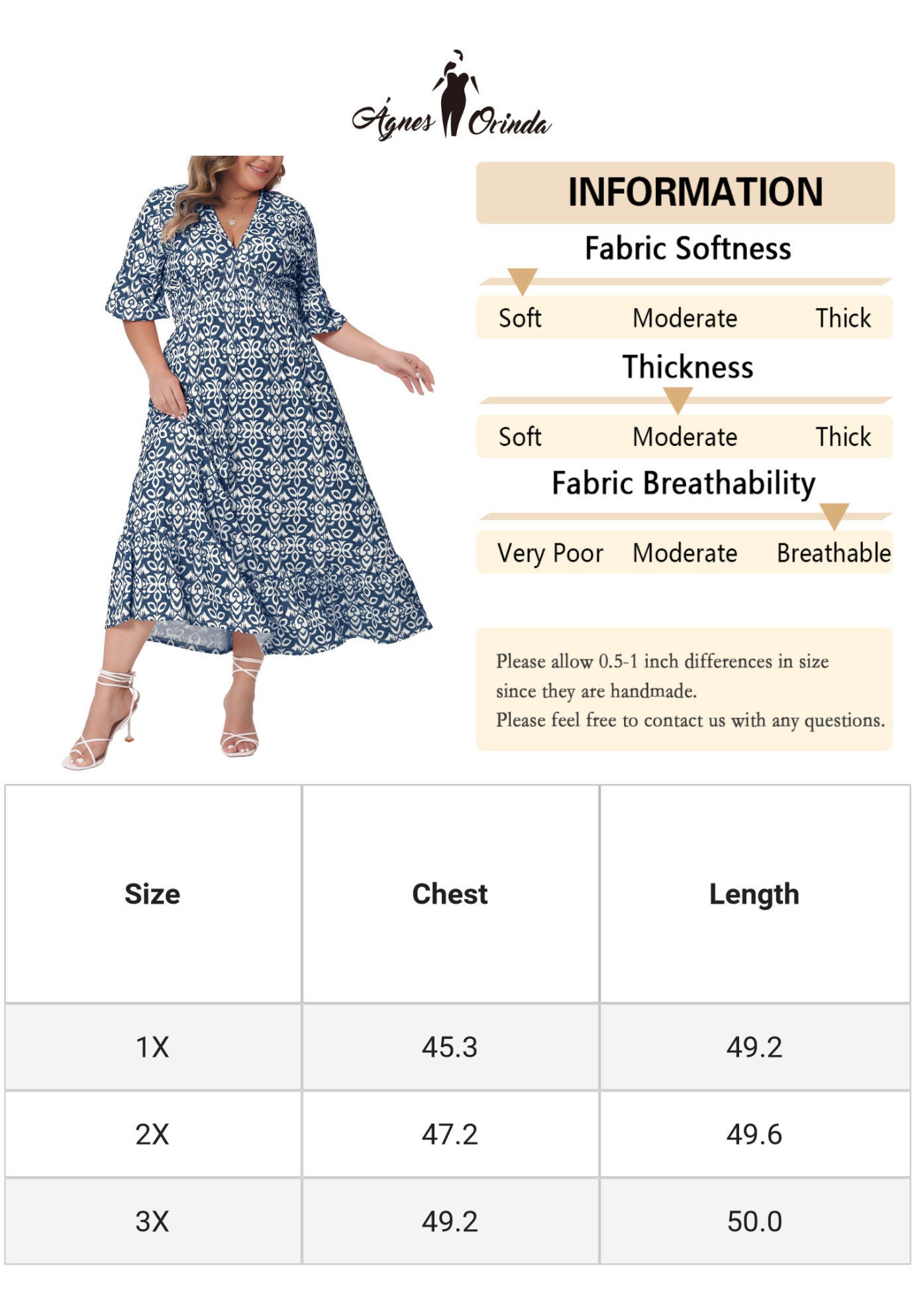 Bell Sleeve Ruffled Hem V Neck Short Sleeve Boho A Line Long Dress, Navy Blue / Navy, alternate image number 4