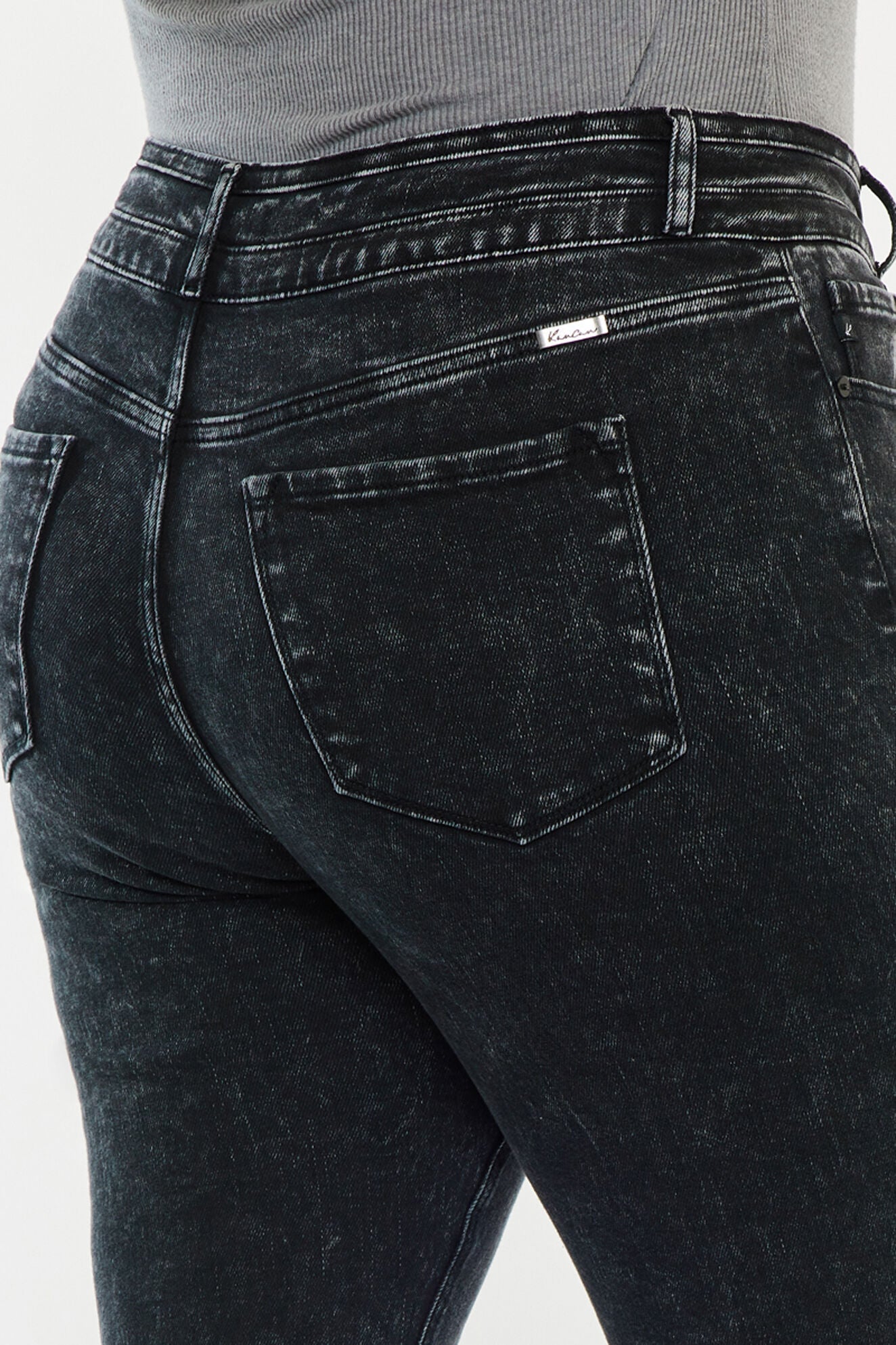 Amirah Ultra High Rise Flare Jeans (Plus Size), Black / Black, alternate image number 6