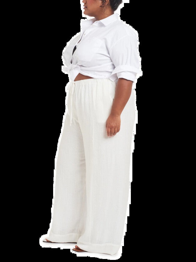 Andy Slub Gauze Pajama Pant (Dia exclusive), White / White, alternate image number null