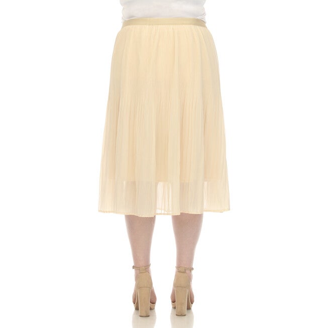 Chiffon Pleated Midi Skirt, Beige / Beige, alternate image number null