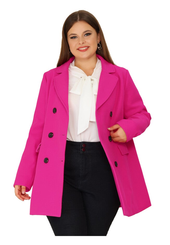 NOTCHED LAPEL DOUBLE BREASTED COAT, Hot Pink / Pink, alternate image number 2