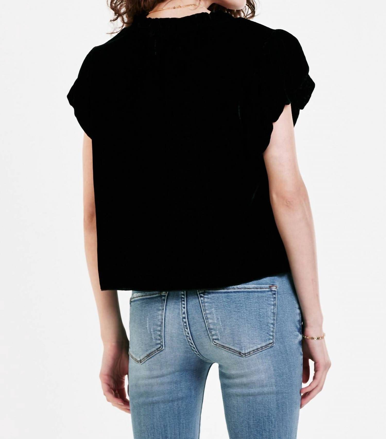 MAGGIE PUFF SLEEVE TOP, Black / Black, alternate image number 1