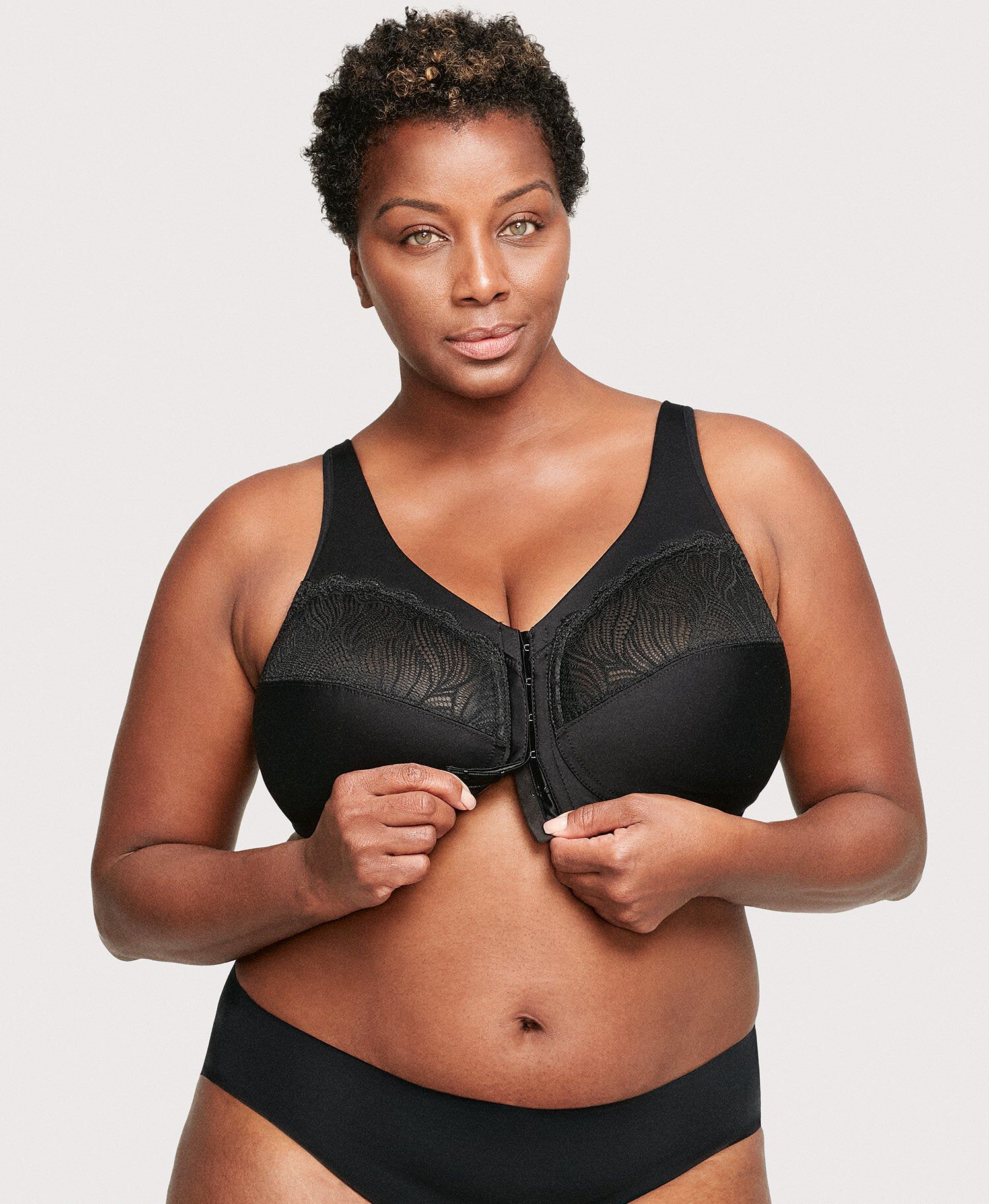 MagicLift Natural Shape Front-Closure Bra, Black / Black, alternate image number 3