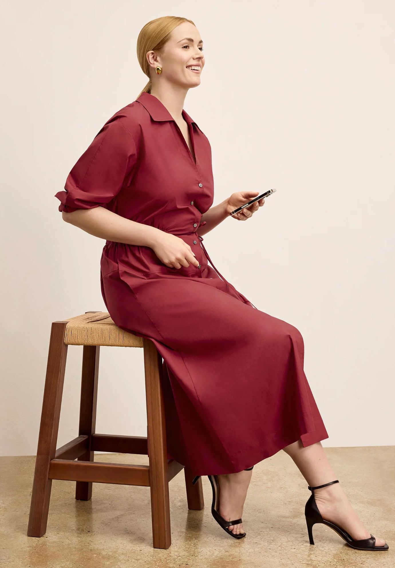 Boden Al Fresco Dress - Cotton Poplin, Cinnabar / Red, alternate image number 2