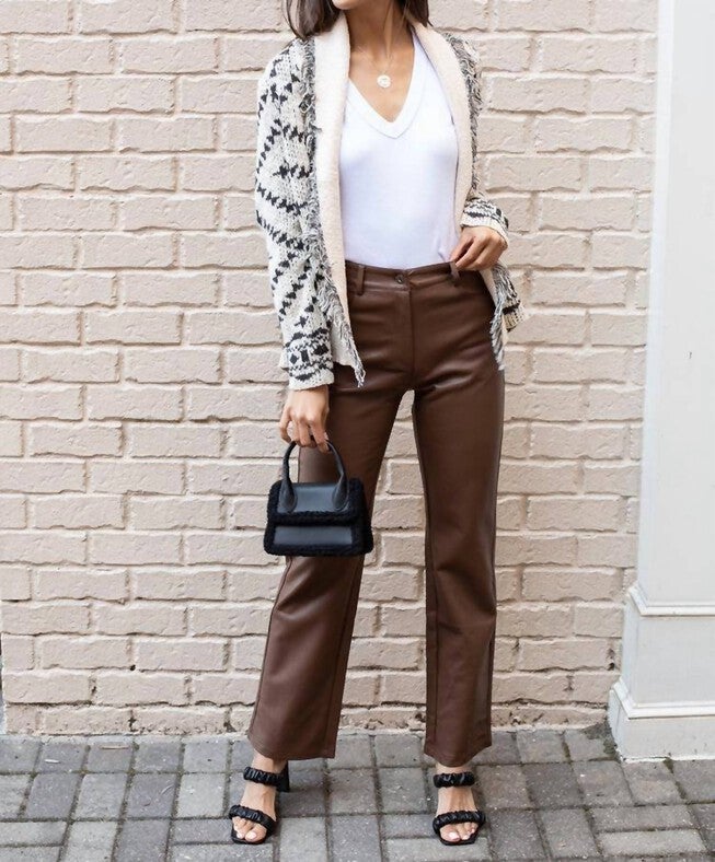 ADLER FAUX LEATHER PANT IN BROWN, , alternate image number 5