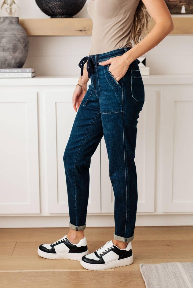 Pull On Denim Joggers, Dark Wash / Dark Wash, alternate image number null