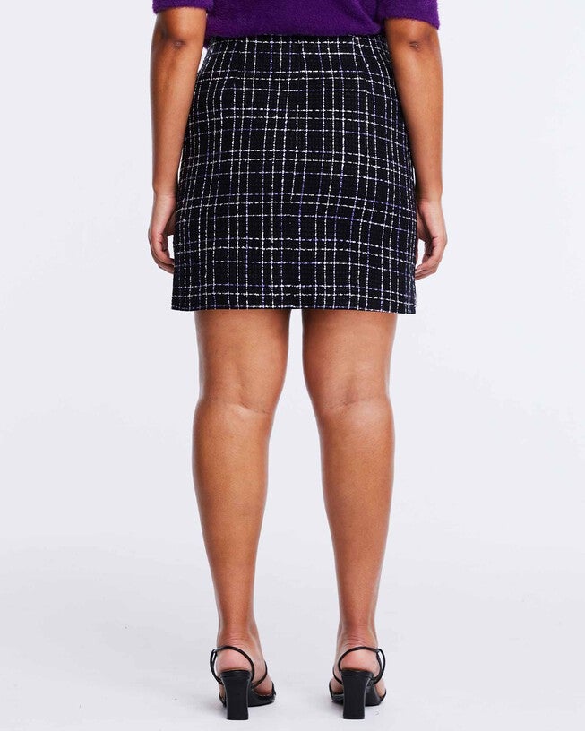 Paris Tweed Black Purple Mini Skirt, Multi / Black, alternate image number 2