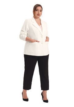 NOTCHED LAPEL V NECK WORK SUIT BLAZER