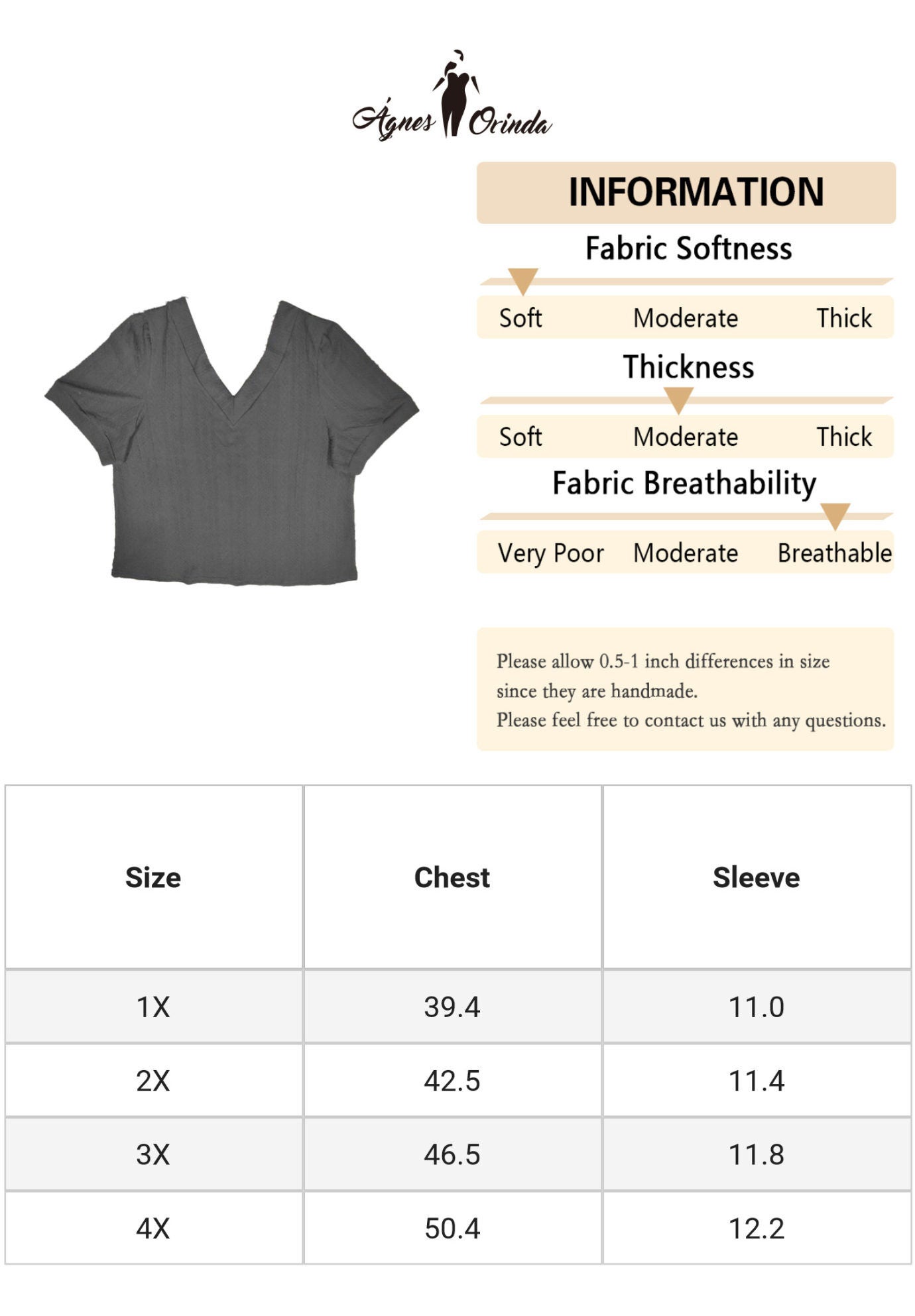 DEEP V NECK SHORT SLEEVE T-SHIRT CASUAL TOP, Black / Black, alternate image number 4