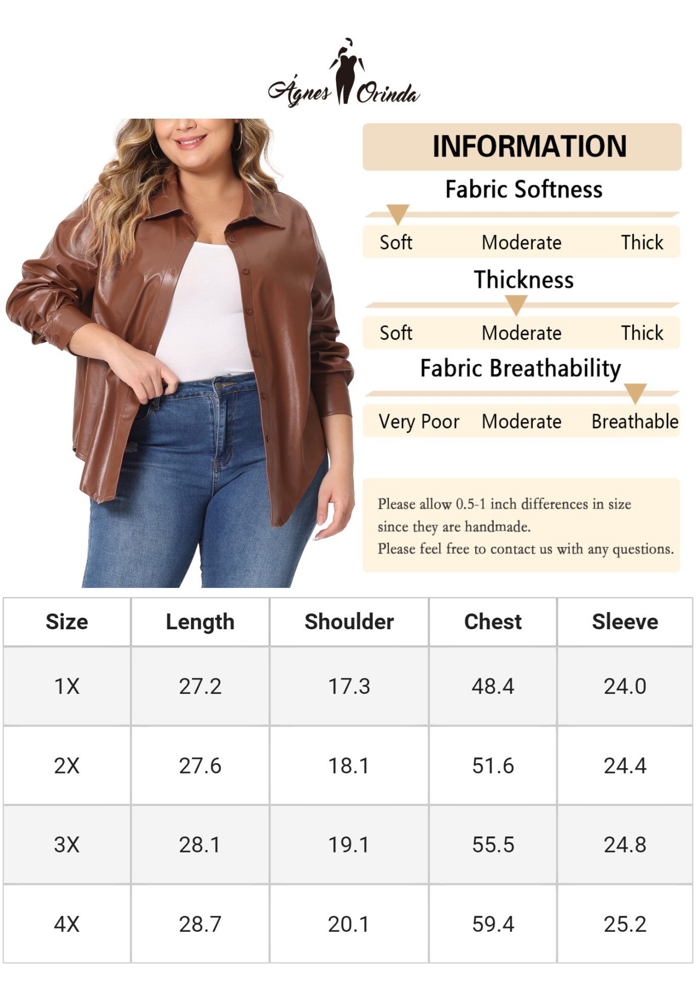 FAUX LEATHER JACKET SHACKET BUTTON DOWN SHIRT, Brown / Brown, alternate image number 4