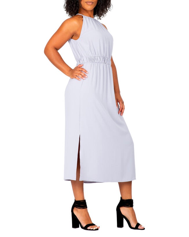 Cadence Women's Plus Size Halter Neck Elegant Flowy Maxi Dress, , alternate image number 8