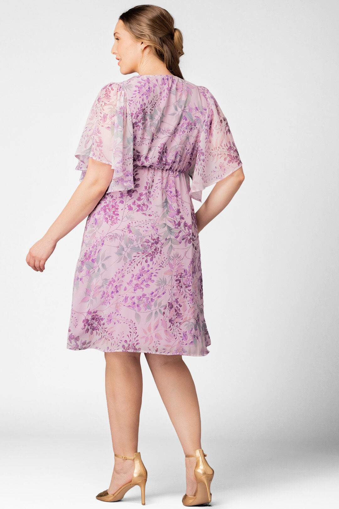 Florence Flutter Sleeve Dress, Wisteria Blooms / Lilac, alternate image number 1