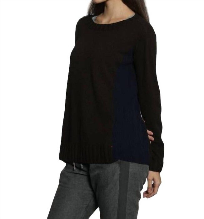 CHUNKY RIB TUNIC IN BROWN/NAVY, , alternate image number null