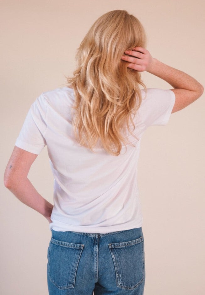 Plus Louise Organic Cotton + Tencel V-neck Tee, White / White, alternate image number 1