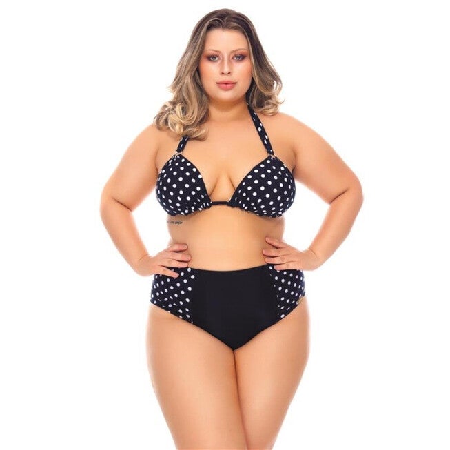 Double Bikini Top With Metal Detailing, Black White Dot / Black, hi-res image number null